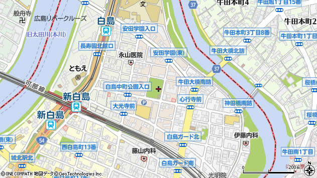 〒730-0002 広島県広島市中区白島中町の地図