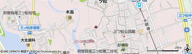 大阪府貝塚市三ツ松周辺の地図