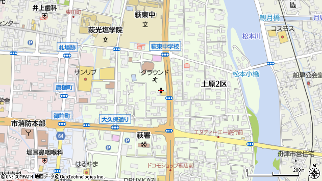 〒758-0025 山口県萩市土原の地図