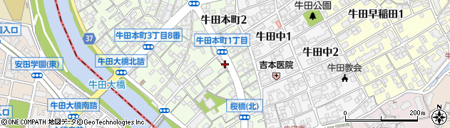 オゾン・クリーニングきょくとう　牛田本町店周辺の地図