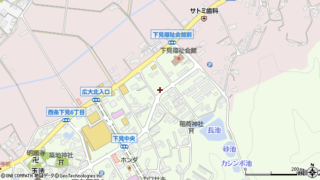 〒739-0047 広島県東広島市西条下見の地図