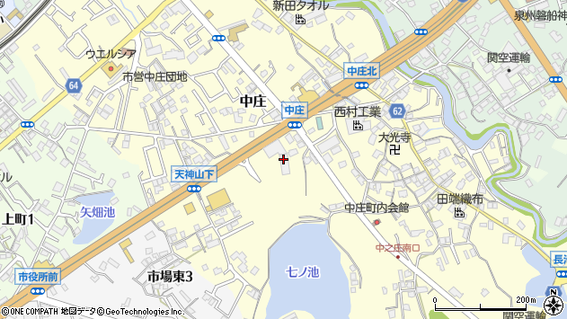 〒598-0002 大阪府泉佐野市中庄の地図