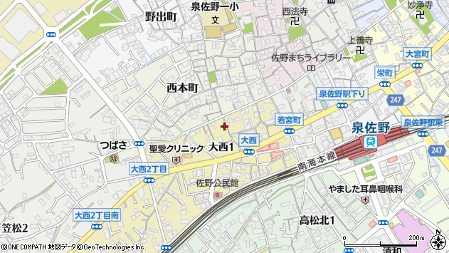 〒598-0043 大阪府泉佐野市大西の地図