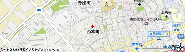 大阪府泉佐野市西本町周辺の地図