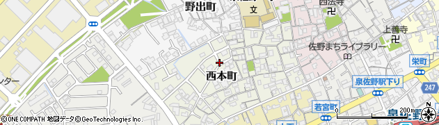 大阪府泉佐野市西本町周辺の地図