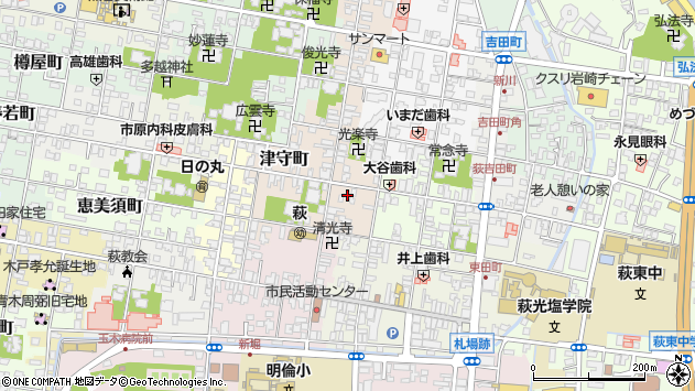 〒758-0043 山口県萩市上五間町の地図