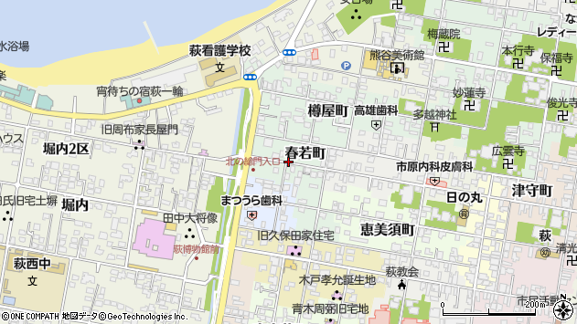 〒758-0055 山口県萩市春若町の地図