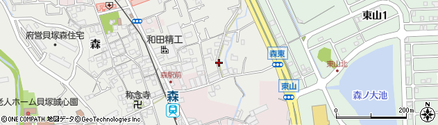 大阪府貝塚市森421周辺の地図
