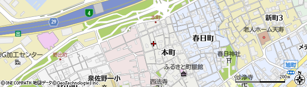 大阪府泉佐野市本町周辺の地図