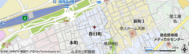 大阪府泉佐野市春日町周辺の地図