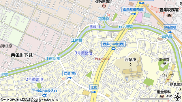 〒739-0025 広島県東広島市西条中央の地図