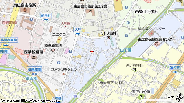 〒739-0005 広島県東広島市西条大坪町の地図