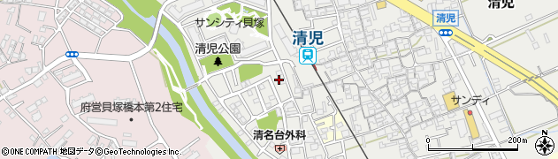 大阪府貝塚市清児1296周辺の地図