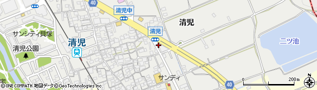 大阪府貝塚市清児518周辺の地図