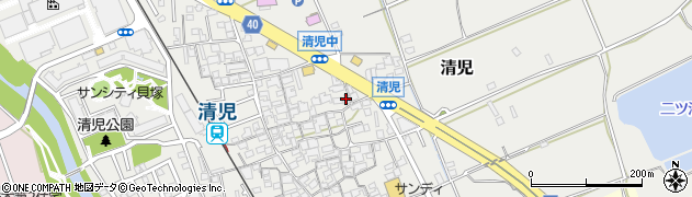 大阪府貝塚市清児600周辺の地図