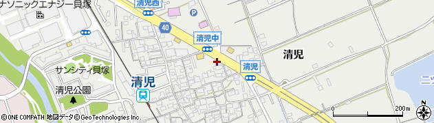 大阪府貝塚市清児598周辺の地図