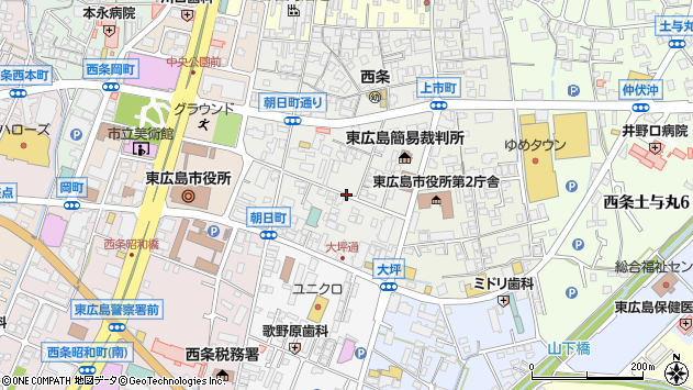 〒739-0012 広島県東広島市西条朝日町の地図