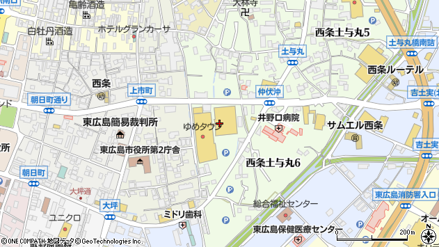 〒739-0007 広島県東広島市西条土与丸の地図