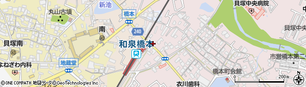 貝塚橋本郵便局周辺の地図