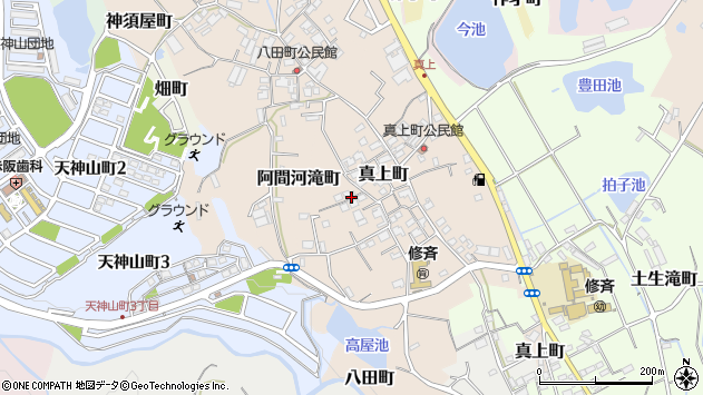 〒596-0842 大阪府岸和田市真上町の地図