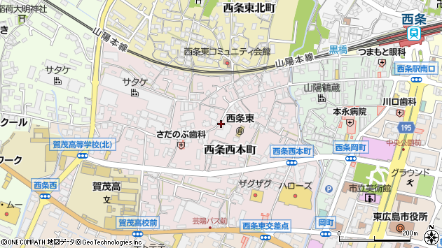 〒739-0043 広島県東広島市西条西本町の地図