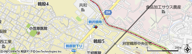 鶴沢橋南周辺の地図
