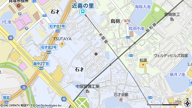 〒597-0082 大阪府貝塚市石才の地図