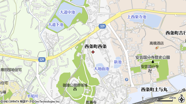 〒739-0001 広島県東広島市西条町西条の地図