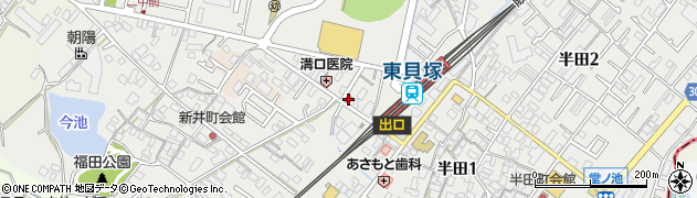 貝塚半田郵便局周辺の地図