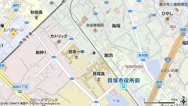 〒597-0075 大阪府貝塚市神前の地図