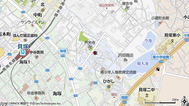 〒597-0085 大阪府貝塚市東の地図