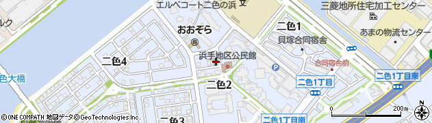 貝塚二色パークタウン郵便局周辺の地図