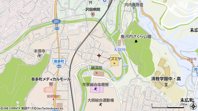 〒586-0033 大阪府河内長野市喜多町の地図