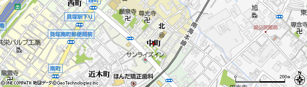大阪府貝塚市中町周辺の地図