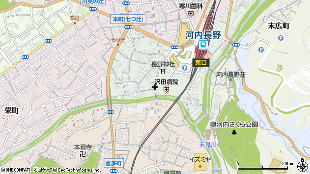 〒586-0014 大阪府河内長野市長野町の地図