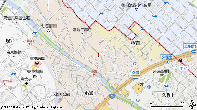 〒597-0021 大阪府貝塚市小瀬の地図