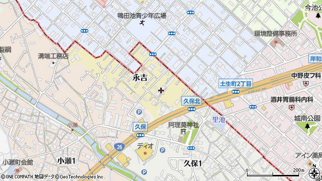 〒597-0032 大阪府貝塚市永吉の地図