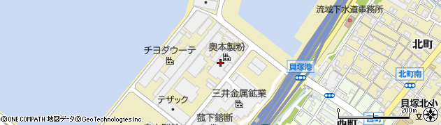 奥本製粉株式会社　本社守衛室周辺の地図
