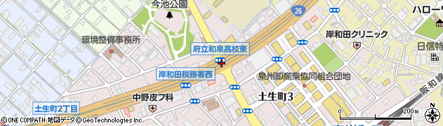 府立和泉高校東周辺の地図