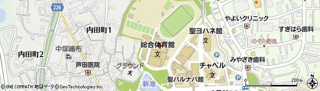 桃山学院大学　総合体育館メインアリーナ周辺の地図