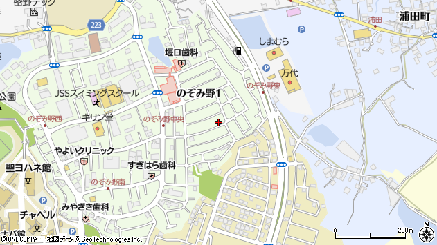 〒594-1105 大阪府和泉市のぞみ野の地図