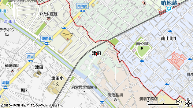 〒597-0012 大阪府貝塚市津田の地図