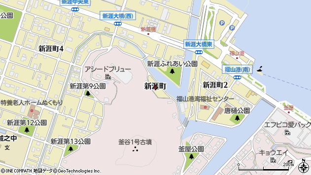 〒721-0955 広島県福山市新涯町の地図