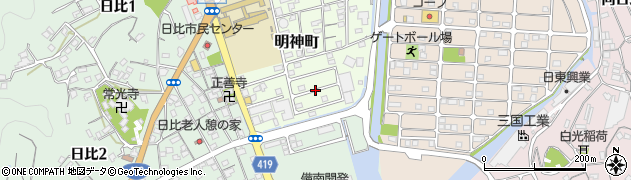 岡山県玉野市明神町周辺の地図