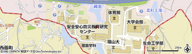 福山大学　大学会館食堂周辺の地図