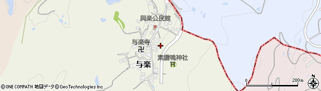 奈良県高市郡高取町与楽周辺の地図
