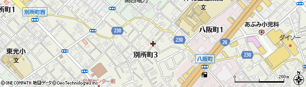 大阪府岸和田市別所町3丁目周辺の地図