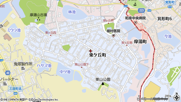 〒596-0807 大阪府岸和田市東ケ丘町の地図