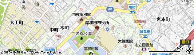 岸和田市役所周辺の地図