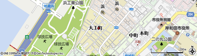 大阪府岸和田市大工町周辺の地図